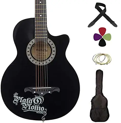 Medellin 38" Acoustic Guitar premium wood with adjustable Truss-rod, free online learning course, Set Of Strings, Strap, Bag and 3 Picks (Black Truss Rod)