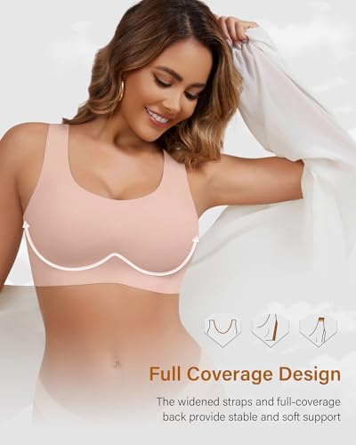 Image of Wireless Bras for Women No Underwire Seamless Full Coverage T-Shirt Bra