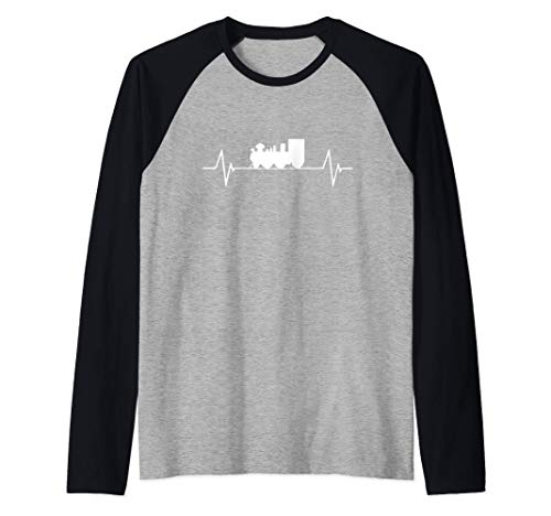 Model Railroad Heartbeat Gift Camiseta Manga Raglan