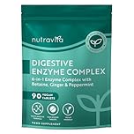 Nutravita Digestive Enzyme Supplements Complex, 90 Vegan Tablets with Amylase, Lactase, Lipase, Bromelain, Ginger & Peppermint, Digestive enzymes for 3 Months Supply