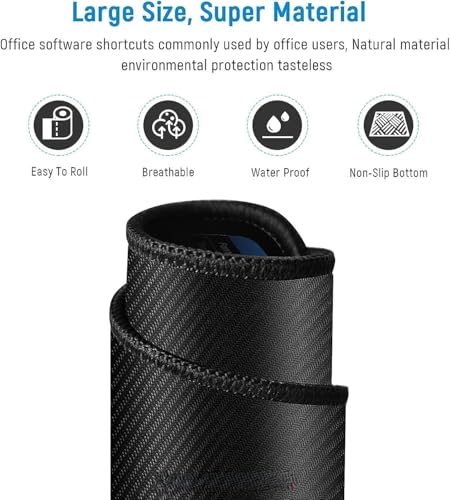 Image of Large Desk Mouse Mat, Extended Gaming, Office Keyboard Pad, Waterproof Non-Slip Surface, Stitched Edge Anti-Fray Thick Fabric Rubber Base Mat for Home Laptop Study or Work Setup(Pack 1)