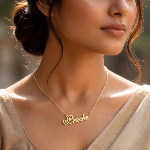 Image of Prachi Cursive Gold & Silver Name Pendant Necklace, Best Jewelry Gift for Girls.