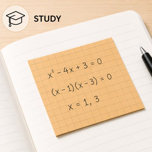 Image of Checkered Sticky Notes, 100 Sheets Each | Self Adhesive Notes, Reminders, Study, School & Organizing