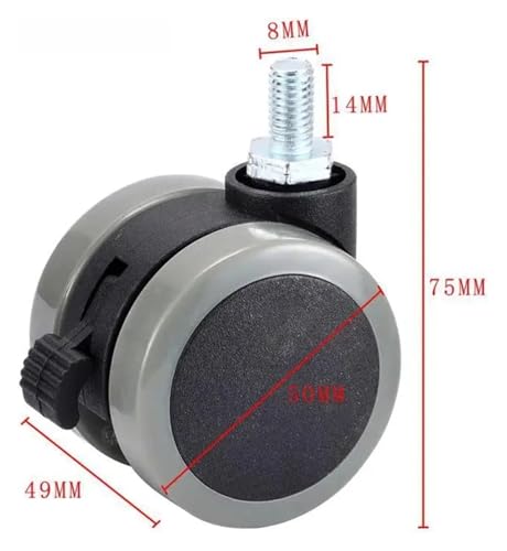 M8 Tornillo Ruedas Silenciosas de 2 Pulgadas para Mover Muebles sin Ruido 3