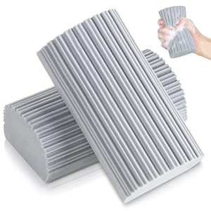 2-Pack Damp Clean Duster Sponge, Magic Sponge Eraser Baseboard Cleaner Tool, Dusters for Cleaning Blinds, Glass, Vents, Railings, Mirrors,Window Track Grooves and Faucets