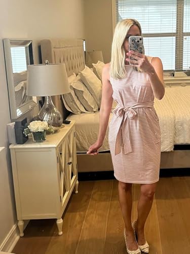 IFFEI Mommy and Me Dresses Womens Summer Sleeveless Striped Girls Dress Casual Tie Waist Mini Matching Family Dresses4