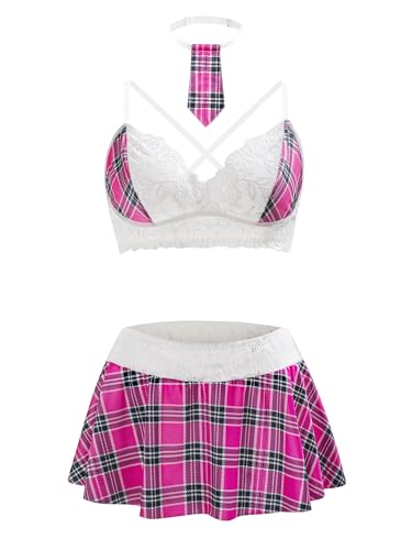 Image of CRIPOM Women's Lingerie Set Pink Grids 3XL