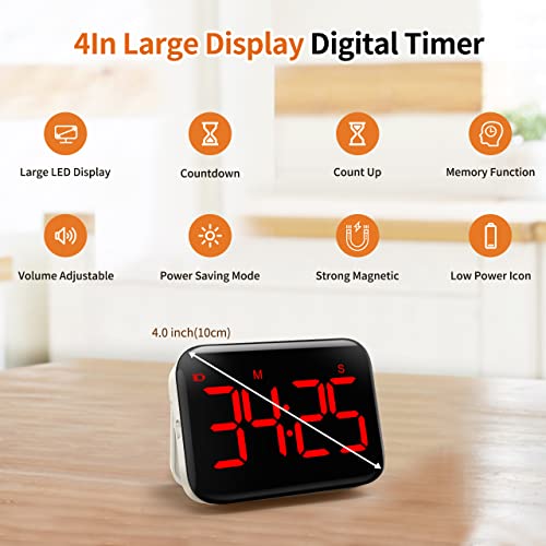 Digital Kitchen Timer, Magnetic Large Display for Cooking & Classroom - Image 2