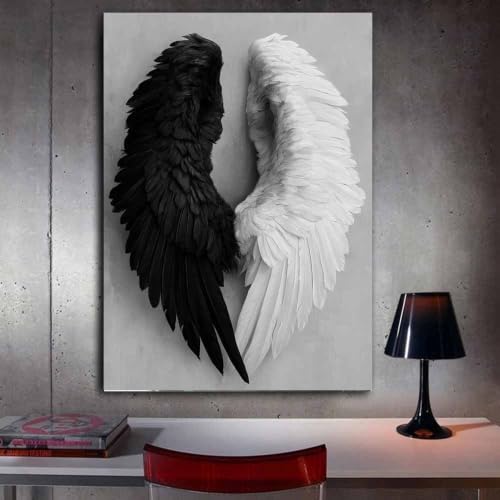 Art des ailes noires blanches tableau décoration murale pour salle de bain