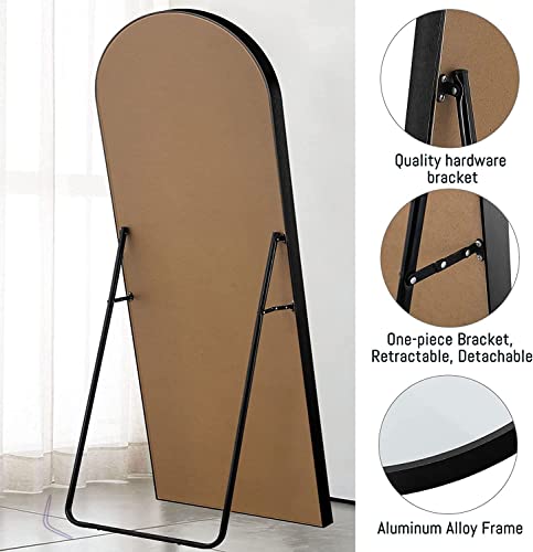 Image of NeuType 71 inchx32 inch Arched Full Length Mirror Large Arched Mirror Floor Mirror with Stand Large Bedroom Mirror Standing or Leaning Against Wall Aluminum Alloy Frame Dressing Mirror, Black