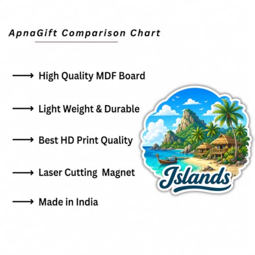 Image of Islands 2 Theme Souvenir Wooden Fridge Magnet for Refrigerator - Printed Fridge Magnet for Kitchen & Fridge Decor | Perfect Souvenir Gift | Fridge Decoration | Size 3x3 Inches | Pack of 1