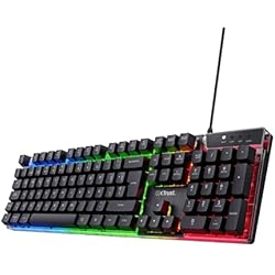 Teclado Mecanico Predator Trust Gaming GXT 835 Azor Teclado Retroiluminado, Disposición QWERTY Español, LED Iluminación, Teclado Alámbrico Gaming para Windows, Mac, PC, Ordenador, Portátil - Negro