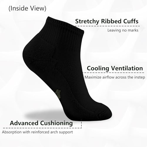 Image of +MD Bamboo Viscose Ankle Socks for Women and Men, Smell Control Breathable Cushioned Sole Casual 6 Pairs