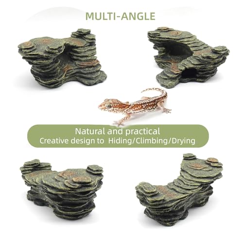 Image of relaqcc Turtle Basking Platform Shale Scape Step Ledge, Reptile Ladder Resting Terrace Aquarium Decor, Great for Reptiles, Amphibians, Frogs, Small Turtle