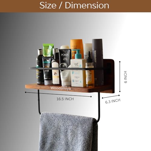Image of Wooden Wall Mounting Shelves for Decorative Wall Shelf for Books, Decor, and Display - Elegant Space-Saving Design (Rustic Teak, 16.5 INCH)