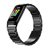 ANBEST Edelstahl Uhrenarmband Kompatibel mit Fitbit Charge 5 Armband Metall Klassisch Ersatzarmband für Damen & Herren, Schwarz