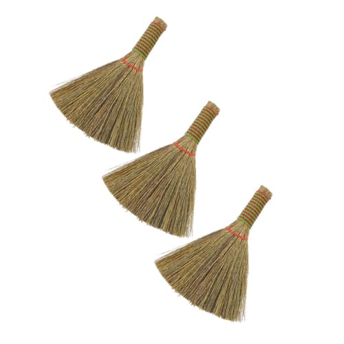 OUNONA 3Pcs Desk Dust Broom Portable Short Handle Cleaning Brush for Kitchen Office Compact Desktop Whisk Broom for Easy Dust Removal Hard to Reach Areas