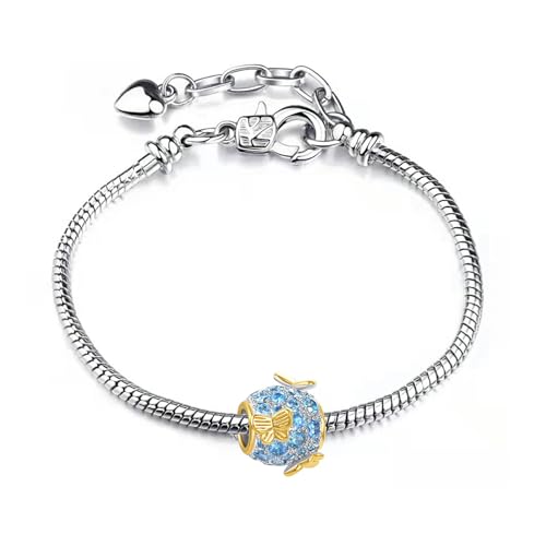 NARTGO Gold Tone Butterfly Sparkling Crystal Charm Compatible with Pandora Charms Bracelets4