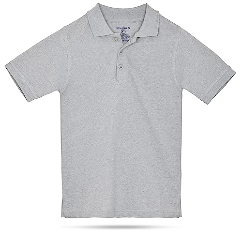 Image of Studio 3 Boy's - 4-Pack School Uniform Short and Long Sleeve Pique Polo Shirts