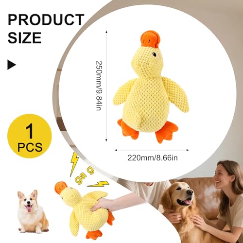 VTYTZZ Canard anti-stress - 25 x 22 cm - Jouet couineur pour chiens - Jaune - Pour petits, moyens et grands chiens – vue 2
