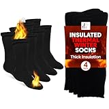 DEBRA WEITZNER Womens 6 Pairs Heavy Insulated Thermal Socks - 5X Warmer Thermal Boot Socks For Extreme Temperatures 4.7 Tog Rating