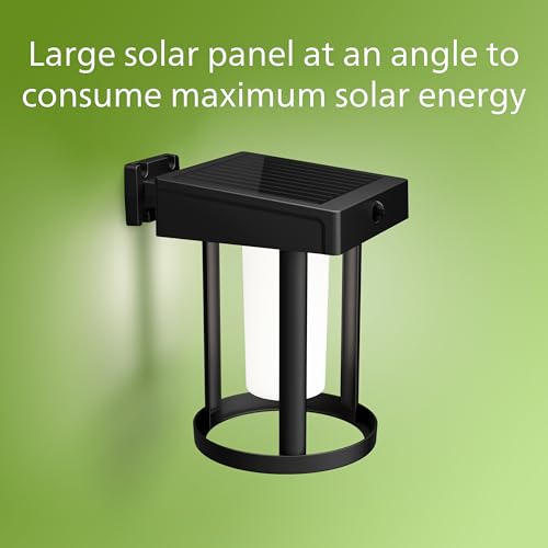 PHILIPS LED Ultra Efficient Solar Cylinder Black Wall Lantern Outdoor 2-Pack Bright White (3000K) 250/20 Lumen (3W = 25W) Weather Resistant - image 5