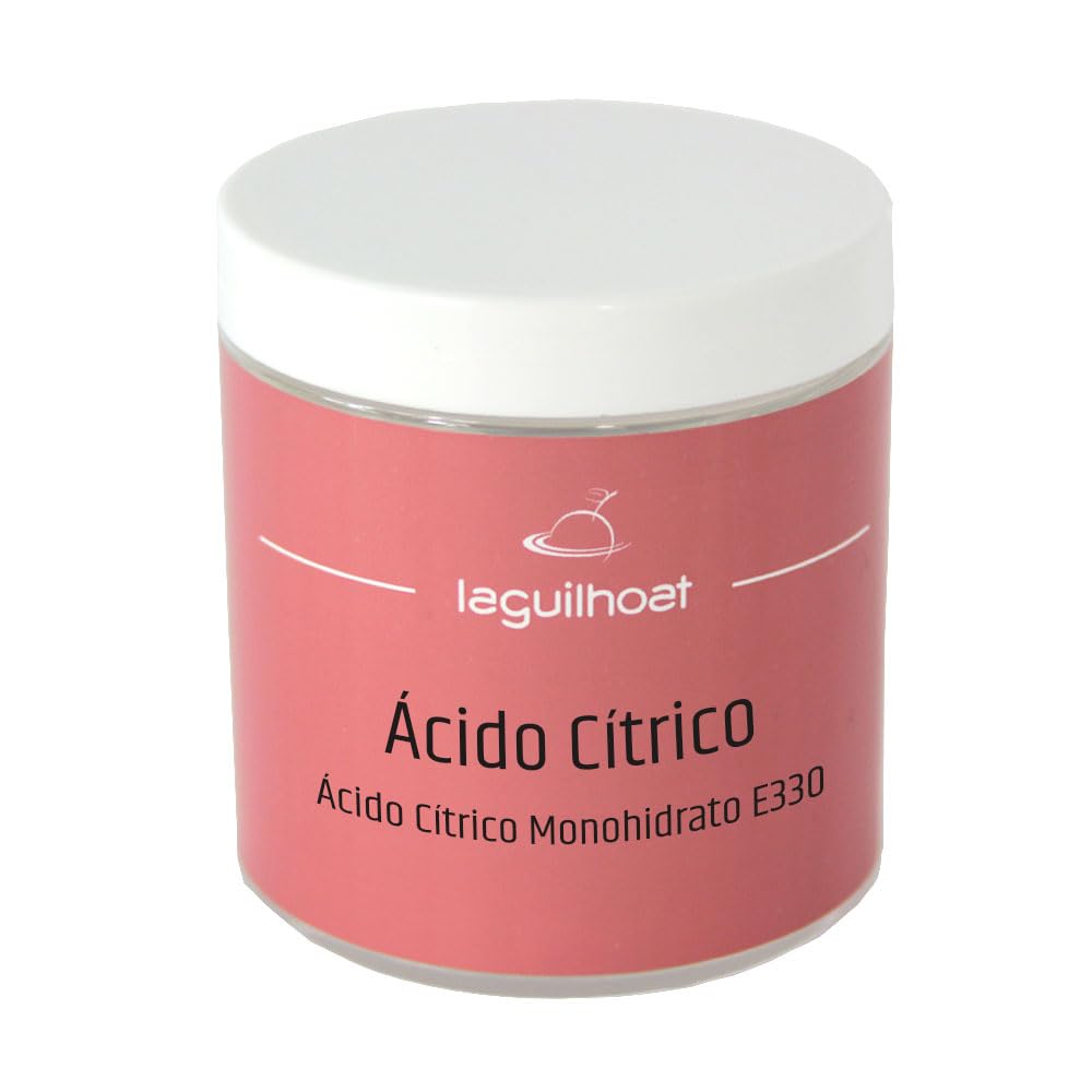 Ácido cítrico alimentario E-330 220 g en frasco hermético reutilizable para cocina y conservas, aporta acidez, antioxidante culinario, cuajar leche, marinados, efervescencias, descalcificador