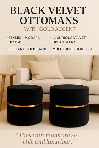 Image of JUMBO CRAFTS Wooden Puffy Stool for Living Room Round Footstool - Ottoman Stool for Living Room Furniture Round Ottoman - Sitting Pouffe Ottoman Stool /Room Dcor /Office Stool - (Set of 2 Brown)