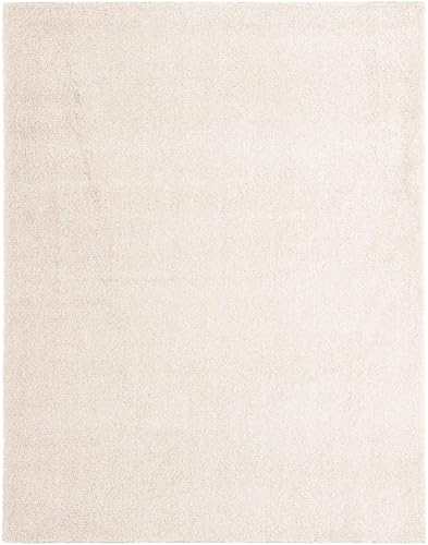 Rugs.com Solid Frieze Collection Rug – 8x10 Ivory Shag Rug