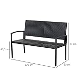 Outsunny Polyrattan Gartenbank Parkbank Sitzbank 2-Sitzer - 3