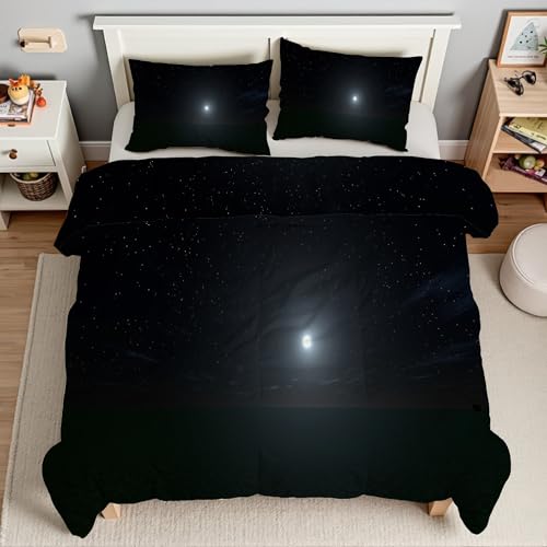 Genérico Edredón Cama 180 Negro Edredón Nórdico 240x260 Luces Edredones Suave, Cálido y Transpirable, Edredon Nordico Microfibra con 2 Fundas Almohada 50x75T4968