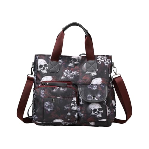 Skull Crossbody Bag for Women Unique Adjustable Gothic Large Capacity Handbag for Work, Travel
