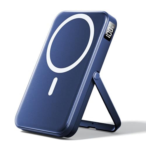 Image of Portable Charger for Magsafe Battery Pack,10000mAh Power Bank with Foldable Stand,Travel Essential PD 22.5W Fast Charge,Magnetic Charge Wireless Charger for iPhone 17 /16 /15 /14 /13 (Navy)