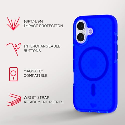 Image of Tech21 EvoCheck for iPhone 16 - Compatible with MagSafe - Impact Protection Case - in Cobalt Blue