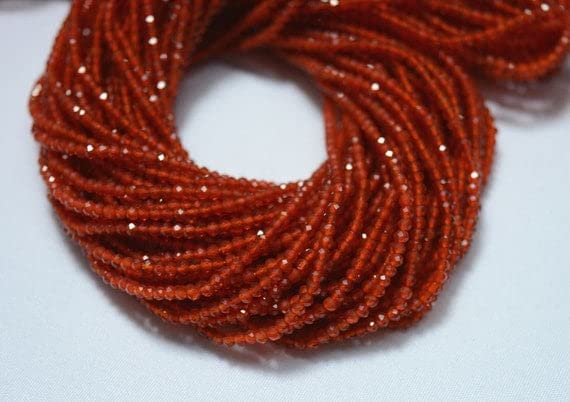 LKBEADS 10 pasm, koraliki karneolowe AAA, kamień klejnotowy karneolowy, koraliki 2 mm, fasetowany opon, kamień szlachetny do biżuterii, 33,5 cm