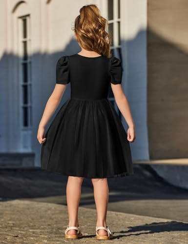 Arshiner Toddler Girls Tutu Dresses Party Formal Birthday Summer Puff Short Sleeve Tulle Little Girls Dress3