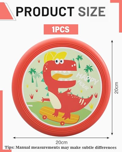 WUNZILO 1 Stück flving disksscheibe für Kinder Softe Wurfscheibe Weiches flving disksscheibe Verdickte mit Cartoon, Dinosauriermuster, Muster für Kinder Sport, Durchmesser 20 cm