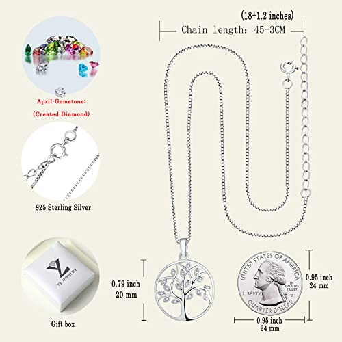Yl Women's Tree Necklace Sterling Silver Cubic Zirconia Tree Of Life Pendant Jewelry #TOP5