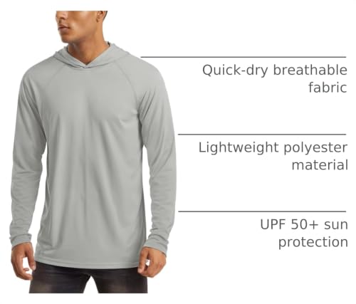 Image of MAGCOMSEN Men's Hooded UPF 50+ Sun Protection T Shirts Long Sleeve Athletic Fishing Shirts Rash Guards