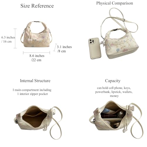 Image of Crescent Crossbody Shoulder Bag, Tote Handbag for Women, Sling Hobo Purse with Chain Strap