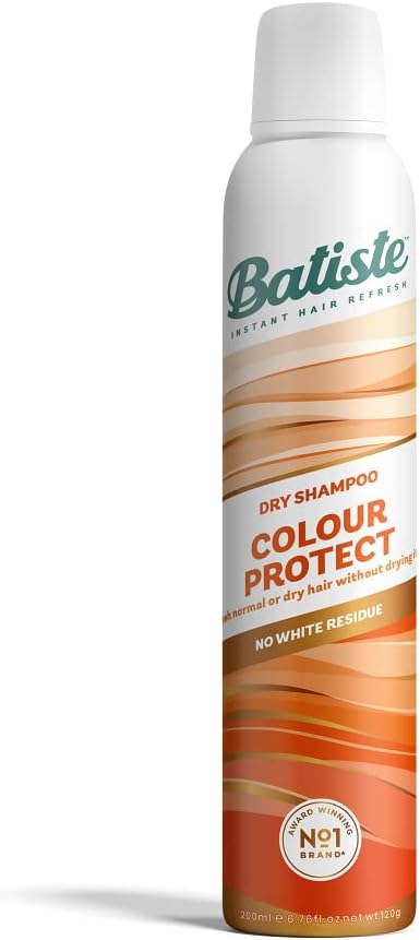 BatisteDry Shampoo Colour Protecting 200 ml, Fragranced Fade Protect Spray with UV Filter, Invisible and Lightweight, No Rinse, to Refresh Hair in Between Washes