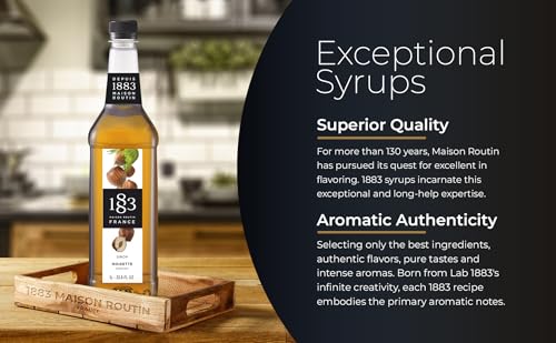 Image of 1883 Hazelnut Syrup - Flavored Syrup for Hot & Iced Beverages, Nutty Flavor - Gluten-Free, Vegan, Non-GMO, Kosher, Preservative-Free, Made in France | 1 Liter (33.8 Fl Oz)