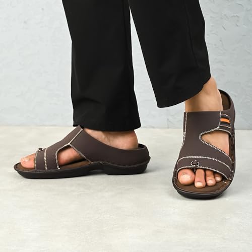 Image of Centrino Sandal for Men | Grip Insole for Stability | slippers /sliders for men |mens sandals casual | sandals for men | Modern Look with Straps | Comfortable Footwear (9266)