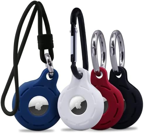 Apple AirTag 4 Pack Holders | Shockproof, Dustproof, and Easy to Clean Protective Tile Tracker Cases with Accessories for Wallets, Luggage, Pet Collars, and Key Finders | Airtag Keychain in 4 Colors