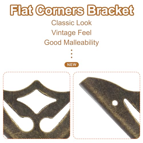 Image of uxcell 30pcs Vintage Corner Protector 1.3 inchx1.4 inchx0.2 inch Decorative Metal Edge Corner Protectors Brackets with Mounting Nails for Box Wooden Case Chest Table Desk Bronze