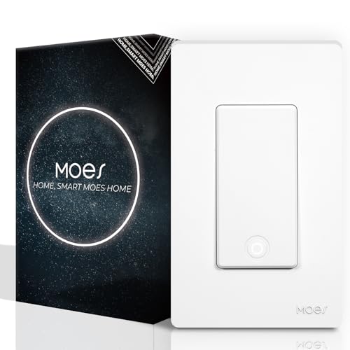 MOES Zigbee Smart Switch 1 Gang, No Neutral Wire Required, Inteligente Single Pole Light Switches, Compatible with Alexa Google Assistant, Remote Control, Require MOES Zigbee Hub Zigbee 1 Ga
