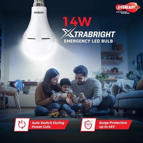 Image of EVEREADY Xtrabright Emergency Rechargeable 14W LED Bulb for Power Cut | Cool Day Light (6500K) | Energy Efficient | 3 Hour Battery Backup | B22 Base | Pack Of 1