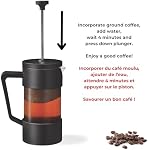 Starfrit Gourmet French Press Coffee Maker - 12 oz (350 ml) – 4 Minute Brew - Borosilicate Glass - Stainless Steel Filter – Perfect for Coffee and Tea – Black