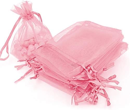 KAEHA S-IT-008-06 – Lote de 50 bolsas de organza con cordón para regalo, 3,5 x 4,5 pulgadas, rosa