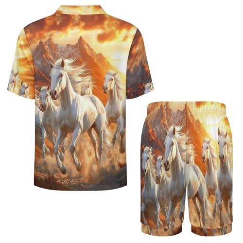 Seven Lucky Running Wild Horses Mens Pajamas Set Short Sleeve Sleepwear Summer Pjs Sets 2 Piece Loungewear Nightwear4